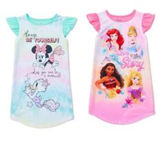 2 Disney Nightgowns Size 4/5 Pink Cotton Sleepwear With Character Print, Pink Character Print Sleepwear For Loungewear, Pink Disney Sleepwear For Bedtime, Disney Style Pink Sleepwear For Bedtime, Disney Character Print Sleepwear For Loungewear, Disney Sleepwear With Character Print For Loungewear, Minnie Mouse Cotton Sleepwear For Sleepover, Playful Minnie Mouse Sleepwear For Sleepover, Pink Cartoon Print Sleepwear For Sleepover