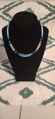 16 in. Seed bead double strand blue ombre necklace. Ombre Necklace, Hippie Necklace, Blue Ombre, Beaded Necklaces, Seed Bead, Chain Styles, Seed Beads, Hippie Boho, Necklace Lengths