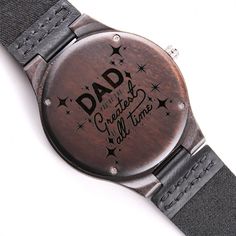 Looking for a gift as bold and timeless as your special guy?  The Engraved Wooden Watch; is a versatile accessory that's perfect for stylish, everyday wear. Encased in rich sandalwood and paired with a genuine leather strap, this piece is as impressive as the man who wears it. So whether it's a thoughtful birthday gift, an anniversary memento, or a long-lasting keepsake for Father's Day - be sure to get him the gift that will warm his heart for years to come. Ships in a gift box - so it can be s Personalized Adjustable Watches As Gifts, Engraved Brown Watches For Gift, Engraved Brown Watches For Gifts, Engraved Brown Watches As Gift, Customizable Black Watches For Gifts, Customizable Black Watch As A Gift, Customizable Black Watches As Gift, Customizable Black Watch As Gift, Stainless Steel Watches For Father's Day Gift