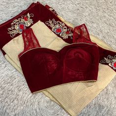 Selling A 3 Pcs Saree Set Comes With A Blouse And Petticoat, It’s A Beautiful 2 Tone Saree Half Is Shear Maroon Net And Half Is Cream Striped. Only Worn Once Great Condition. Elegant Red Sets With Padded Blouse, Elegant Fitted Sets With Padded Blouse, Cream Saree, Petticoat, Saree, Womens Sizes, Cream, Red, Women Shopping