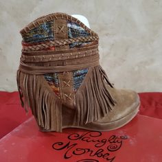 Naughty Monkey Canyon Dream Boots 8.5 Knee High Wedge Boots, Bling Heels, Monkey Shoes, Suede Fringe Boots, Womens Suede Boots, Bohemian Sandals, Clothes Art, Boho Shoes, Leopard Sandals