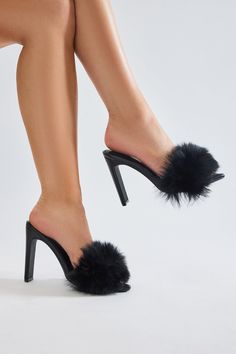 Available In Black. Heeled Sandals Faux Fur Pointed Toe Ultra High Heel Imported | Moscow Faux Fur Mules Heel Shoes in Black size 7 by Fashion Nova Halloween Duo, Fuzzy Heels, Fur Mules, Black Heeled Sandals, Fur Heels, Heel Shoes, Heeled Sandals, Black Heels, Heeled Mules