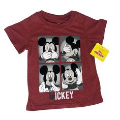 Disney Nwt Kids Tee Mickey Mouse. Sz 2t Red Character Print T-shirt For Playtime, Mickey Mouse Graphic Tee Tops, Casual Mickey Mouse Tops For Playtime, Cotton Mickey Mouse Top For Playtime, Playful Mickey Mouse Tops For Playtime, Playful Red Mickey Mouse Top, Mickey Mouse Tshirt, Disney Shirts, Kid Tees