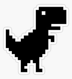 a black and white sticker with an image of a dinosaur