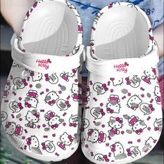 Get your product: Hello Kitty So Cute Pink White Clogs Shoes #L
1. PRODUCT INFORMATION:

Incredibly light and fun to wear.
Water-friendly and buoyant; weighs only ounces.
Ventilation ports add breathability and help shed water and debris.
Easy to clean and quick to dry.
Upper: Croslite.
Lining: Croslite.
Sole: Croslite.
2. SIZE CHART:
3. RETURN:
We will gladly issue you a replacement item or issue a refund back to your original form of payment for any of the following reasons:
You receive an inc Hello Kitty Crocs, Crocs Outfit, White Clogs, White Crocs, Hello Kitty Gifts, Hello Kitty Shoes, Crocs Clog, Kitty Clothes, Hello Kitty Clothes