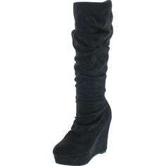 Spirit Moda Emma-1 Black Womens Boots 6 New High Ankle Synthetic Wedge Boots For Fall, Synthetic High Ankle Wedge Boots For Fall, Black High-top Wedge Boots For Fall, Ankle-high Synthetic Wedge Boots For Fall, Black Round Toe Wedge Boots For Spring, Fall Synthetic Ankle-high Wedge Boots, Black Knee-high Wedge Boots For Fall, Winter Synthetic Wedge Boots With Round Toe, Black Wide Calf Wedge Boots For Winter