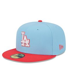 the los angeles dodgers'new era 59fifty cap is shown in blue and red