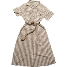 Button-Down Front Includes Belt Beige And White Striped Pattern Midi Length Short Sleeves Size: Womens L Condition: New With Tags Grit_n_grace_ Nordstrom Women, Ombre Dress, Dress With Belt, Sleeveless Floral Dress, Button Down Dress, Banana Republic Dress, Polka Dot Dress, Dot Dress, Denim Top