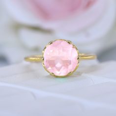 Vintage Rose Quartz Promise Ring Art Deco Bridesmaid Jewelry Pink Gemstone Ring Delicate Women Stacking Ring 14k Yellow Gold Engagement Ring Maine Stone - Rose Quartz Stone Creation - Lab Created Stone Shape - Round Stone Color - Pink Stone Size - 8 MM Birthstone - July Features: * Handmade * Ready To Ship * Brand New * All Ring Sizes Available * Suitable For Every Day * 14k Solid Gold / 18k Solid Gold / Gold Filled Over Sterling Silver * Purity Stamped * Fits True to Size * High Quality * Avail Pink Round Cut Birthstone Ring For Formal Occasions, Pink Birthstone Ring With Gemstone For Formal Occasions, Pink Gemstone Birthstone Ring For Formal Occasions, Pink 14k Gold Jewelry With Center Stone, Formal Pink Birthstone Ring With Gemstone, Pink Fine Jewelry Birthstone Ring For Formal Occasions, Formal Pink Gemstone Birthstone Ring, Elegant Pink Topaz Ring In 14k Gold, Elegant Rose Gold Flower Ring With Birthstone