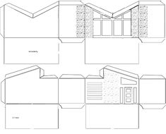 an architectural drawing showing the top and bottom sections of a house, with two stories on each side