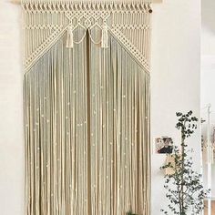 You can use this Macrame Curtain for the big wedding photography, as a room divider or wall curtains. Certainly it look a perfect decorative piece however you use it. Since, it looks so beautiful and attractive due to handmade texture, everyone will compliment them. Specs: Material: 100% Cotton Size: 80x150cm/31.5''x*59.05''(height can be adjusted freely) Macrame Door Curtain, Door Beads, Cheap Wall Tapestries, Macrame Tapestry, Bohemian Tapestry, Macrame Curtain, Woven Tapestry, Macrame Hanging, Hanging Macrame