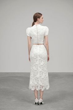 Della Cropped Queen Anne Neck Embroidered Lace Top | MEAN BLVD Chic Fitted Cropped Lace Top, Elegant Spring Floral Embroidered Lace, Elegant Spring Floral Embroidery Lace, Fitted Lace Patchwork Crop Top, Fitted Chic Lace Crop Top, Chic Fitted Lace Crop Top, Fitted Crop Top With Lace Patchwork, Cropped Lace Tops With Lace Patchwork, Fitted Cropped Crop Top With Lace Patchwork