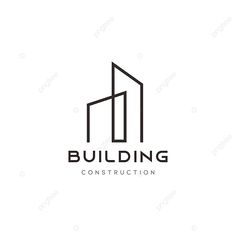 the logo for building construction, consisting of two buildings and one is black and white