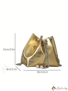 BirdinBag - Metallic Gold Crocodile Embossed Chain PU Bucket Bag - Sleek and Sophisticated Waterproof Coat, Word Wrap, Bag Bag, Mini Fashion, Metallic Gold, Emboss, Bucket Bag, Gold Metal, Pu Leather