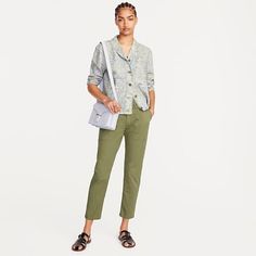 Nwt, Size 27p Mid-Rise. Easy Through The Hip And Thigh, With A Straight Leg. Front Rise: 9 1/4"; 25" Inseam; 12 5/8" Leg Opening (Based On A Size 25). Closet Newsflash: We Just Made A Chino Version Of Our Best-Selling Slim Boyfriend Silhouette(!). For A Quick Fit Refresher, This Mid-Rise Pair Is Relaxed Through The Hip And Thigh With A Slim (But Not Too Slim) Leg And Cute Patch Pockets. Crafted From A Stretchy, Lightweight Chino Fabric, You Can Think Of Them As An Ultra-Comfy Alternative To One Of Our Favorite Denim Styles. By Buying Cotton Products From J.Crew, You're Supporting Our Investment In Better Cotton's Mission To Help Cotton Communities Survive And Thrive While Protecting And Re Summer Workwear Pants With Flap Pockets, Casual Spring Pants With Flap Pockets, Spring Pants With Flap Pockets, Straight Pants With Flap Pockets For Spring, Spring Trousers With Flap Pockets, Spring Straight Pants With Flap Pockets, Spring Utility Pants With Welt Pockets, Summer Relaxed Fit Pants With Flap Pockets, Casual Pants With Flap Pockets For Summer