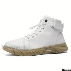 Russoo - Classic Mens Lace-up Boots Featuring Convenient Side Zipper, Crafted in Casual PU Leather for Comfortable Walking Casual White High-top Martin Boots, Casual High-top Sneakers With Zipper Closure, Casual Lace-up Martin Boots With Zipper, Casual Ankle-high Lace-up Boots With Zipper, Casual High Ankle Lace-up Boots With Zipper, Casual Lace-up Boots With Zipper Closure, Casual Lace-up Boots With Zipper And Round Toe, Casual Ankle Boot Lace-up Boots With Zipper Closure, Casual High-top Boots With Zipper Closure