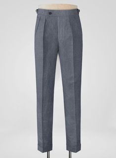 Innovate a classic touch of individuality with our Italian Prato Gray Linen Pants. However, crafted from a pure line fabric that exhibits comfy, soft and durable textures, its breathable nature keeps you cool and dry in warm situations. Also, the cloth is wrapped in a solid pattern with a gray hue, a versatile foundation for a wardrobe. Furthermore, developing a charismatic persona with suave tailoring imbues bold confidence while making an entrance for the office or hitting the red carpet event Classic Solid Bottoms With Comfort Waistband, Classic Fitted Pants With Comfort Waistband, Tailored Linen Long Pants, Classic Bottoms With Comfort Waistband For Work, Classic Tailored Pants With Elastic Waistband, Business Casual Linen Bottoms, Classic Business Casual Bottoms With Comfort Waistband, Fitted Linen Pants With Elastic Waistband, Fitted Pants With Comfort Waistband For Summer