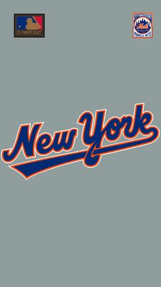 the new york mets logo on a gray background