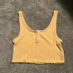 New With Tags *Mustard Yellow Coloring *Cropped Ribbed Tank *3 Buttons All Intact Casual Cropped Yellow Tank Top, Casual Yellow Cropped Tops, Casual Yellow Cropped Crop Top, Casual Yellow Ribbed Top, American Eagle Shirt, Green Flannel, Strapless Crop Top, Eagle Shirts, Orange Blouse