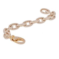 For Sale on 1stDibs - Absolutely stunning this is a must have diamond bracelet. Made in 18K Yellow Gold munted with round brilliant cut diamonds of 35 cttw. Style: Opel Link Diamond Chain Bracelet, Luxury Diamond Jewelry, Diamond Birthstone, Diamond Chain, Pave Setting, Diamond Design, Metal Bracelets, Brilliant Diamond, Round Brilliant Cut Diamond