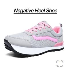 Women's Orthopedic Shoes Negative Heel Walking Shoes Correction Of Pelvic Tilt Comfortable And Light For Work Hiking Humpback Walking The Design Of The Negative Heel Shoes Is That The Forefoot Is High And The Heel Is Low, Which Makes The Center Of Gravity Move Back When Walking Or Standing, Which Helps To Regulate The Lumbar Spine And Assist In Body Correction. It Is A Physical Exercise. Color: Gray&Pink Size:38 Wearing Style: Front Tie Sole: Polyurethane + Air Cushion Bottom Occasion:Casual,Wal Pink Slip-on Walking Shoes With Rubber Sole, Non-slip Sneakers For Walking, Pink Breathable Slip-on Walking Shoes, Comfortable Pink Walking Shoes With Cushioned Footbed, Comfortable Pink Synthetic Walking Shoes, Pink Casual Walking Shoes With Rubber Sole, Casual Pink Walking Shoes With Rubber Sole, Casual Pink Walking Shoes With Round Toe, Pink Spring Walking Shoes With Cushioned Footbed