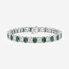 6.0x4.2 mm Oval Created Emerald and 7 1/2 ctw Oval Lab Grown Diamond Four-Prong Tennis Bracelet - 7 Inches Platinum Pearl And Diamond Earrings, Pearl Diamond, Diamond Sizes, Oval Diamond, Tennis Bracelet, Bracelet Sizes, Rhodium Plated, Lab Grown, Colored Diamonds