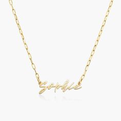 Coco Name Link Necklace - 14K Solid Gold Classic Gold Name Necklace For Everyday, Everyday 14k Gold Tarnish Resistant Name Necklace, Elegant Everyday Engraved Name Necklace, Classic Gold Name Necklace, Classic Yellow Gold Name Necklace For Everyday, Elegant 14k Gold Name Necklace For Everyday, Classic Everyday Yellow Gold Name Necklace, Elegant Everyday Tarnish Resistant Name Necklace, Signature 14k Gold Name Necklace