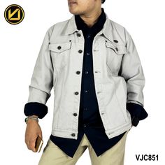 1. Stretchable Light Grey Solid Cotton Jacket For Men
2. Fabric Material: 100% Cotton, Model: VJC851,Perfect For: Casual Wear
3.Has a Spread Collor,4 Pocket Button Closure Long Sleeves
4. Available Sizes: L, XL and XXL, Wash Care: Hand/Machine Wash