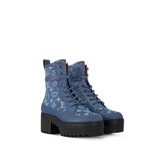 LOUIS VUITTON® - Laureate Platform Desert Boot - Light Blue Laureate Platform Desert Boot, Laureate Platform, Louis Vuitton High Heels, Louis Vuitton Jeans, Mens Designer Dress Shoes, Desert Boots Women, Louis Vuitton Shoes Heels, Louis Vuitton Collection, Heart Clothes