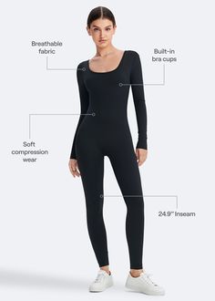 Turn heads with our Open Back Jumpsuit, designed for both comfort and style. Stay chic and cool with a breathable, open back design and soft, stretchy fabric. Perfect for casual outings, special occasions, and anything in between. Fitted Bodysuit With Built-in Bra For Loungewear, Versatile Black Stretch Jumpsuits And Rompers, Fitted Bodysuit For Lounging, Solid Compressive Jumpsuits And Rompers, Black Stretch Jumpsuits And Rompers With Seamless Construction, High Stretch Bodysuit For Loungewear, Fitted Seamless Jumpsuits And Rompers For Loungewear, Fitted Seamless Jumpsuits And Rompers For Yoga, Fitted Athleisure Bodysuit For Loungewear