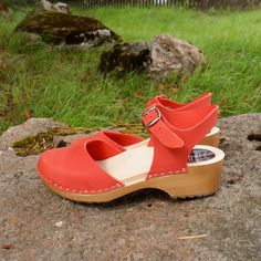 NEW NUBUCK LEATHER CLOGS  MADE FROM NATURAL NUBUCK LEATHER AND NATURAL ALDER WOOD  Clogs Sandals for Women  Low heel ergonomic wooden sole and soft leather. made to order. Available in sizes 36-41. For other sizes please contact me EUR 35 l UK 2.5 l AUS 4.5 l USA 5 l up to 22.3cm l 8.78 inches  EUR 36 l UK 3.5 l AUS 5.5 l USA 6 l up to 23cm l 9.02 inches EUR 37 l UK 4 l AUS 6 l USA 6.5 l up to 23.7cm l 9.33 inches  EUR 38 l UK 5 l AUS 7 l USA 7.5 l up to 24.5cm l 9.65 inches EUR 39 l UK 6 l AUS 8 l USA 8.5 l up to 25.3cm l 9.96 inches EUR 40 l UK 7 l AUS 9 l USA 9 l up to 25.9cm l 10.2 inches EUR 41 l UK 7.5 l AUS 9.5 l USA 9.5 l up to 26.6cm l 10.47 inches EUR 42 l UK 8 l AUS 10 l USA 10.5 l up to 27.2cm l 10.69 inches Hand crafted women's clogs are made using NATURAL LEATHER upper and WO Orange Round Toe Clogs With Rubber Sole, Orange Closed Toe Clogs With Rubber Sole, Closed Toe Mary Jane Sandals With Rubber Sole, Red Round Toe Sandals With Rubber Sole, Orange Mules With Removable Insole And Round Toe, Red Sandals With Leather Sole And Low Heel, Orange Leather Round Toe Clogs, Summer Clogs With Heel Loop And Flat Heel, Orange Closed Toe Leather Clogs