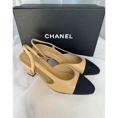 Nwb Chanel Interlocking Two Tone Black Beige Leather Slingback Pump 37 Heels6.5 Low Hight 2.8in New Condition,Authentic With Serial Number With Barcode Label Box Classic Slingback Pumps With Contrasting Heel For Evening, Classic Formal Slingback Pumps With Contrasting Heel, Formal Leather Slingback Pumps With Contrasting Heel, Formal Open Toe Slingback Pumps With Contrasting Heel, Classic High Heel Slingback Pumps With Contrasting Counter, Classic Slingback Pumps With Contrasting Heel, Designer Leather Slingback Pumps With Branded Heel, Classic Slingback Pumps With Contrasting Heel For Office, Designer Leather Slingback Pumps For Office