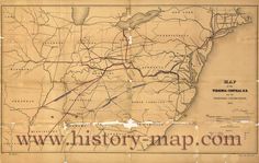 an old map of the united states with roads and major cities on it's sides