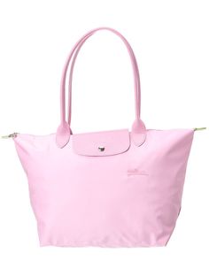 NWT Longchamp Le Pliage Large Recycled Nylon Shoulder Tote with Long Handles - 100% Authentic Guaranteed! From a reliable and experienced Top Rated Plus US seller, 17 years on eBay! Sold out everywhere, hard to find!       Style #: L1899919P75     Color: Pink (also available in our eBay store many other colors)     New with tags or sealed in manufacturer's original packaging, never been used!     100% authentic guaranteed! Receipt copy available upon request (after purchase)!       Excellent gift idea! Please note: Longchamp totes may be made in China, Tunisia, Romania or France.  Features: Nylon body Double leather shoulder straps Top zip closure 1 Interior small slip pocket Approximate size: 12.75" W (bottom width) x 11.75" H x 7.5" D, ~8.5" drop Light weight and foldable: great for trav Pink Nylon Bags, Curry Yellow, Longchamp Le Pliage Large, Longchamp Tote, Drop Light, Find Style, Drop Lights, Strap Tops, Longchamp Le Pliage