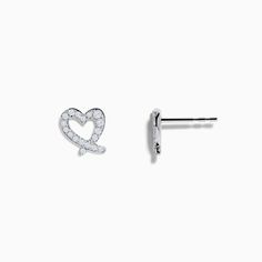 14K White Gold Diamond Heart Earrings White Gold Double Heart Earrings With Heart Charm, Classic Double Heart White Gold Earrings, Classic White Gold Double Heart Earrings, Classic Heart-shaped Brilliant Cut Earrings, Classic Brilliant Cut Heart Earrings, White Gold Heart Earrings With Open Heart Charm, White Gold Heart Cut Earrings With Heart Charm, White Gold Heart Earrings With Heart Charm, Diamond Heart Charm Earrings With Heart Cut