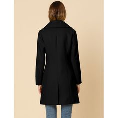 This elegant coat with pockets is a stylish yet practical addition to your winter wardrobe. This silhouette for a flattering finish, creates the perfect finishing touch for everyday outfits. The long solid color coat has an understated silhouette and a notched lapel, making for a timeless piece of outerwear. Layered over everything from smart-casual workwear to weekends, this coat will become a winter favorite. Paired well with a fitted blouse and wide-leg pants for an office-to-dinner look. The Winter Long Coat, Winter Coat Black, Womens Boots Flat, Fitted Blouse, Elegant Coats, Black Winter Coat, Long Winter Coats, Wool Peacoat, Coat Black