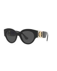 Versace Woman  Black Size: 52 Luxury Black Round Frame Sunglasses, Elegant Round Frame Formal Sunglasses, Elegant Formal Round Frame Sunglasses, Luxury Formal Sunglasses With Round Frame, Matte Black Sunglasses With Gradient Lenses For Formal Occasions, Luxury Sunglasses With Uv Protection And Round Frame, Luxury Round Frame Sunglasses With Uv Protection, Luxury Round Frame Sunglasses For Formal Occasions, Elegant Black Round Frame Sunglasses