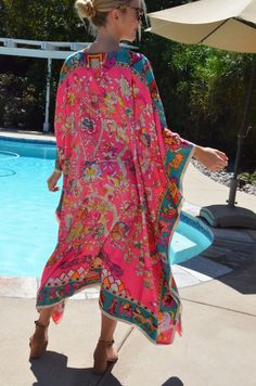 Designer Print Silk Caftan Womens Caftans Silk Caftan Silk | Etsy Silk Dress Beach, Silk Beach Dress, Plus Size Resort Wear, Bohemian Maxi Dresses, Ladies Caftan, Silk Caftan, Women Robe, Beach Caftan, Small Cottages