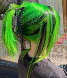 Neon Green Crazy Hair Color Idea For Women