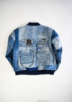 CARS JEANS x IF DENIM | BOMBER XS Mens Denim Inspiration, Denim Outfit Men, Digital Fashion Illustration, Patchwork Denim Jacket, Clothing Upcycle, Woman Vest, Denim Inspiration, Patchwork Denim, Denim Patches