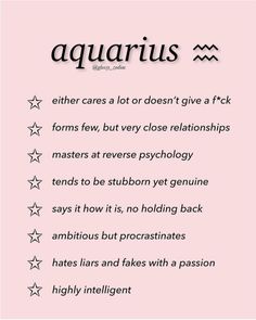 the zodiac sign for aquarius is shown in black and white on a pink background