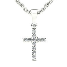 Faith and fashion meet in this 12 dazzling diamond design. Crafted in 10k white gold, this traditional cross is completely outlined with a glittering array of shimmering diamond accents while the 18.0-inch rope chain necklace secures with a spring-ring clasp. Size: one size.  Gender: female.  Age Group: adult. White Gold Necklace, Rope Chain Necklace, White Gold Necklaces, Diamond Cross, Diamond Design, Rope Chain, Spring Rings, Womens Watches, Womens Necklaces