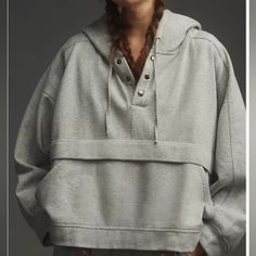 Cotton, Polyester 23" Long From Shoulder 30" P2p Size 1x In Light Grey New With Tags Henley Sweatshirt, Henley Hoodie, Patchwork Sweatshirt, Sports Wear Women, Causual Outfits, Women Hoodies Sweatshirts, Hoodies Design, Winter Fashion Outfits, Sport Fashion