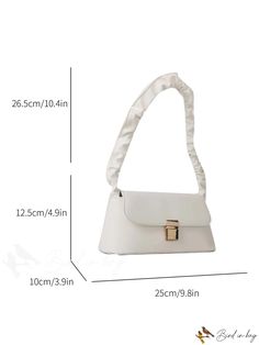 BirdinBag - Stylish Womens Casual Shoulder Bag: Versatile Fashion Must-Have Beige Shoulder Bag Fashion Accessory, White Casual Bags As Fashion Accessory, White Satchel Bag With Hasp Closure, White Office Bags With Hasp Closure, White Bags With Hasp Closure For Daily Use, White Shoulder Bag With Hasp Closure For Daily Use, Chic White Bag With Hasp Closure, Chic Pouch Bag With Hasp Closure, Daily Use Pouch Shoulder Bag With Hasp Closure