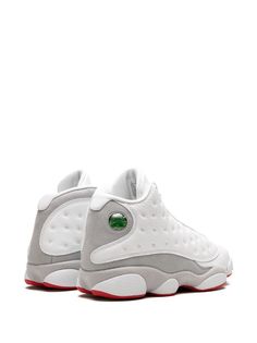 Jordan Air Jordan 13 "Wolf Grey" Sneakers - Farfetch White Leather Running Shoes With Perforated Toe Box, White Basketball Shoes With Contrast Sole For Streetwear, White Custom Sneakers With Perforated Toe Box For Sports, White Mid-top Custom Sneakers With Contrast Sole, White Leather Running Shoes With Rubber Sole, White Leather Running Shoes For Streetwear, White Leather Sneakers With Cushioned Footbed, White Lace-up Running Shoes With Perforated Toe Box, White Jordan Sports Shoes With Perforations