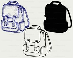 two backpacks one black and the other white, are shown in three different colors