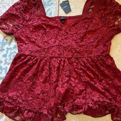 Babydoll Lace Puff Sleeve To Brand New Cute Red Party Top, Lace Puff Sleeve Top, Floral Babydoll Top, Babydoll Shirt, Coral Lace, Plaid Tunic, Lace Kimono, Red Boho, Sheer Shirt