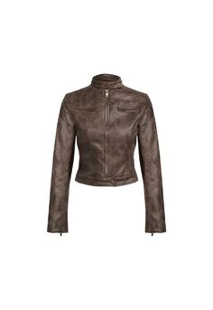 BELLA MOTO JACKET - CHOCOLATE – LIONESS FASHION USA Leather Racer Jacket, Studded Collar, Racer Jacket, Brown Leather Jacket, Distressed Leather, Suede Jacket, Mode Vintage, Leather Fabric, Moto Jacket