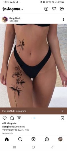 Abdomen Tattoo, Floral Thigh Tattoos, Hip Thigh Tattoos, Tattoos Infinity, Tattoos Mandala, Hip Tattoos Women, Spine Tattoos For Women, Tattoos Geometric, Pretty Tattoos For Women