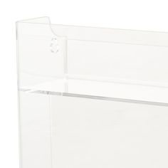 a clear plastic box with two handles on the top and bottom, for storing items